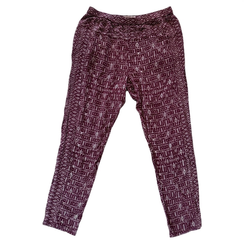 Billabong Womens M Burgundy White Geometric Print Rayon Lounge Pants